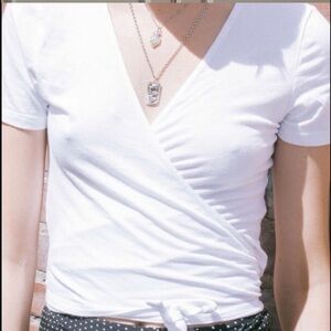 Brandy Melville White Wrap Tee
